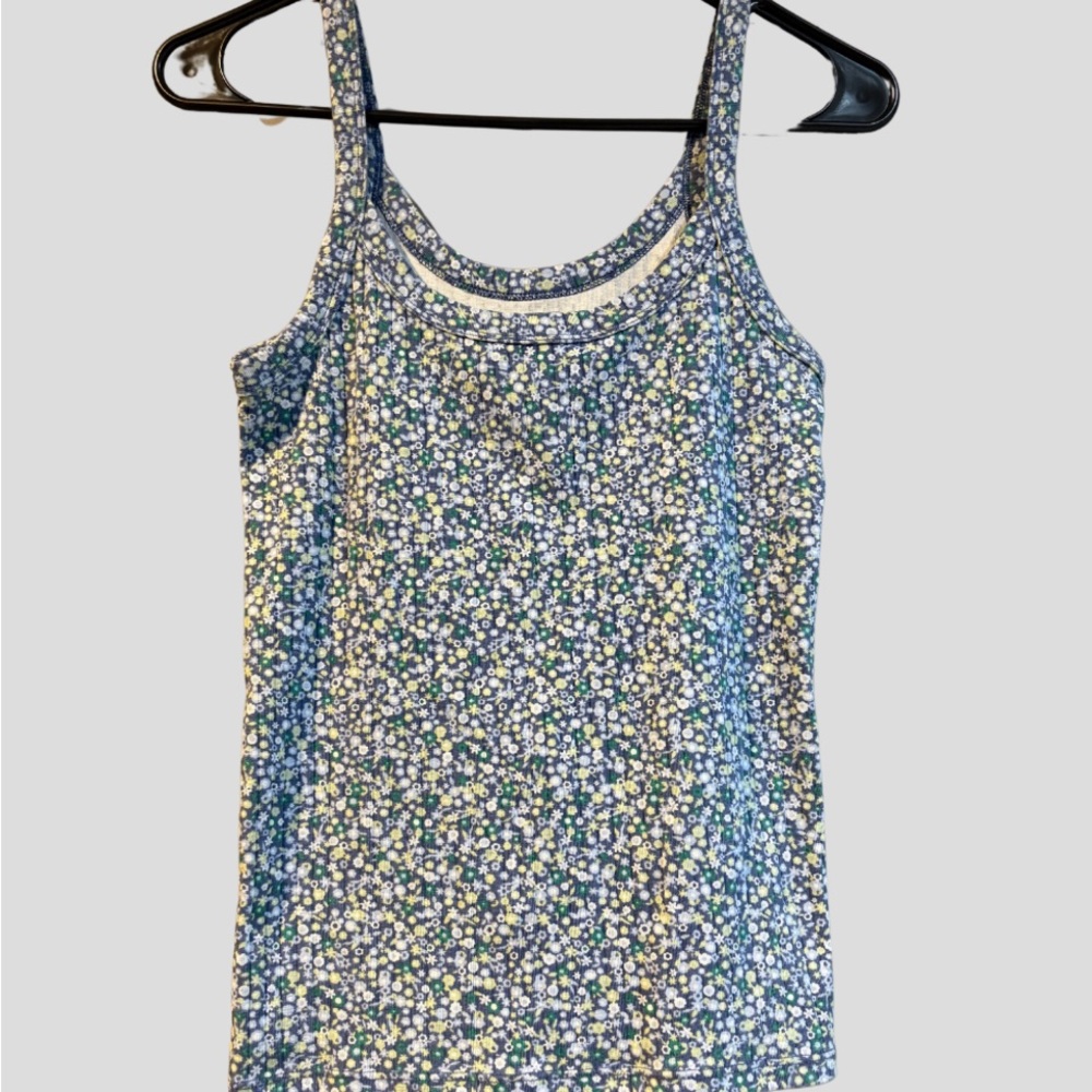Aerie Blue Sequin Fitted Sleeveless Tank Top